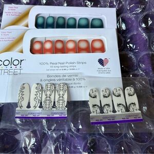 Color Street Blue & Orange  Ombrés and 2 Accent strip clear with black Broncos